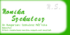 monika szekulesz business card